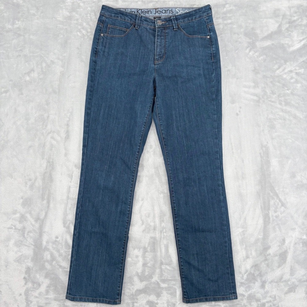 Calvin Klein Jeans Shape Women‎ 12/32 (Fits 32x31.5) Blue Straight Leg Stretch